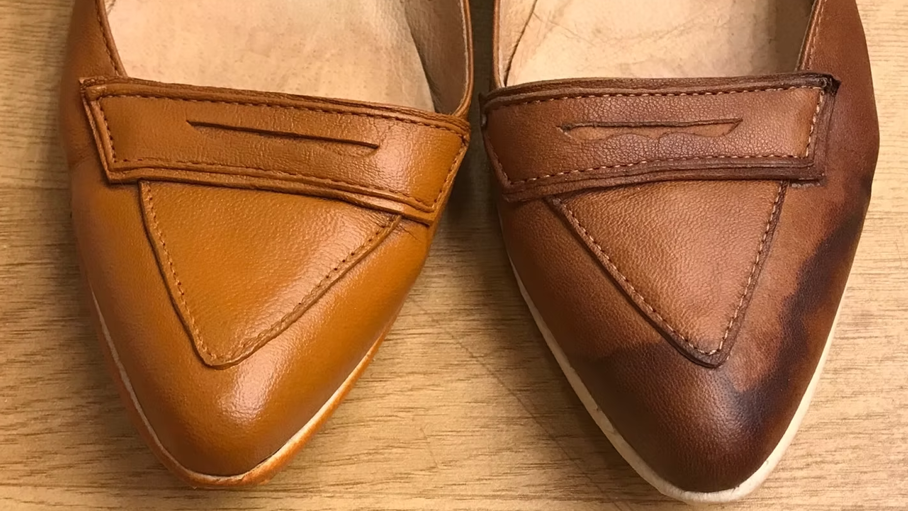 為平底皮鞋清走水印？